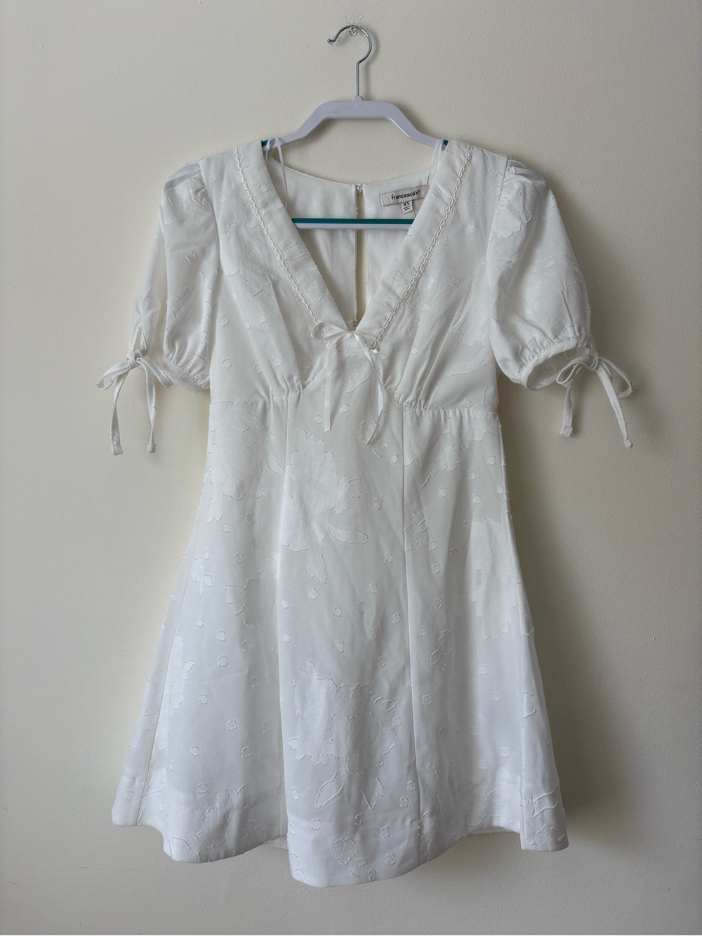 Francesca’s Jill Tie Sleeve Jacquard Mini Dress